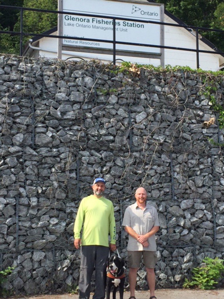 Lawrence with Colin Lake in front of the Glenora Fishery Station on Lake Ontario